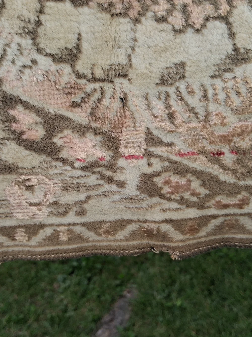 Woven Tapestry Wall Hanging Vintage Scene in Beige and Brown
